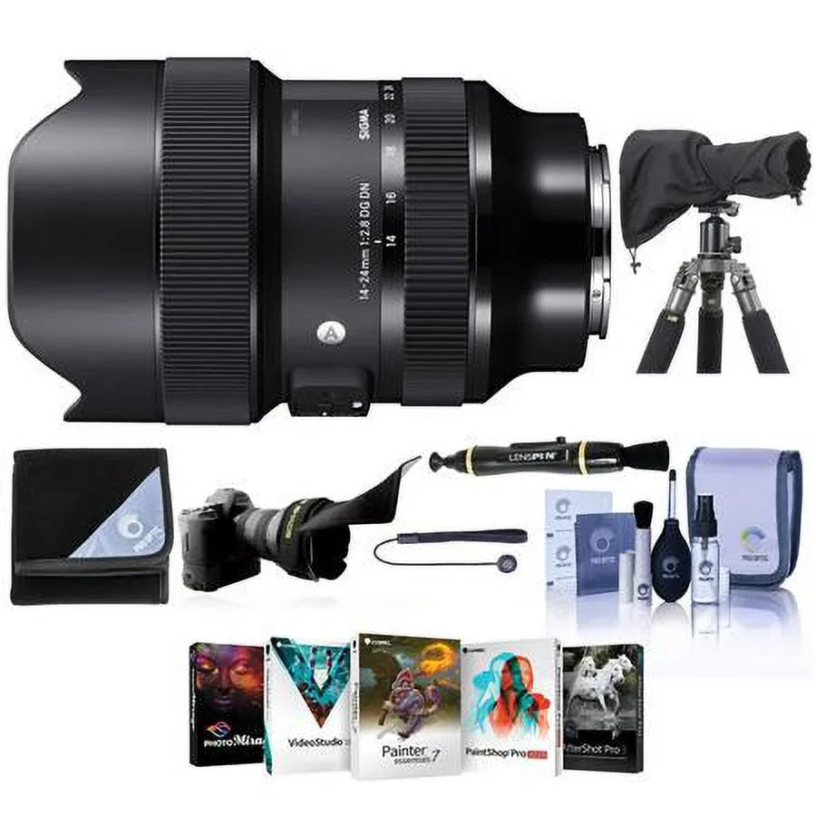 14-24mm f/2.8 DG DN ART Lens Sony E, Bundle with PC Software Kit, RainCoat Rain Sleeve, Cleaning Kit, Flex Lens Shade, Lens Cap Tether, Lens Wrap, Lens Cleaner