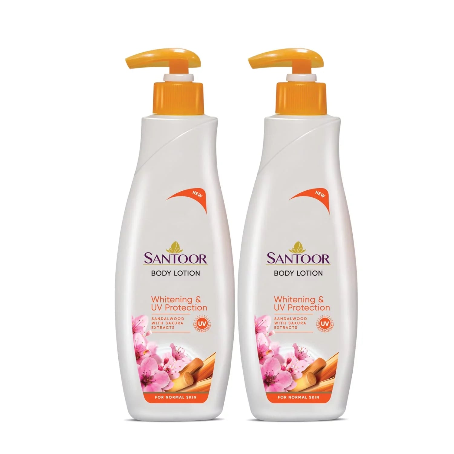 Santoor Perfumed Body Lotion Whitening & UV Protection with Sandalwood & Sakura Extracts, 250ml (Pack of 2)