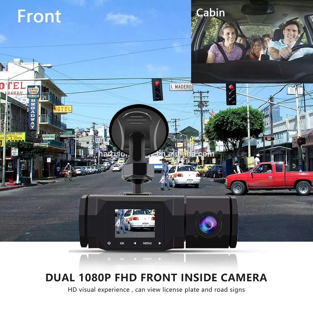 FIEWESEY Dash Cam WiFi 1080P Dual Dash Cam Front and Inside, Parking Mode, Loop Recording Dash Camera Driving Recorder with GPS and Speed