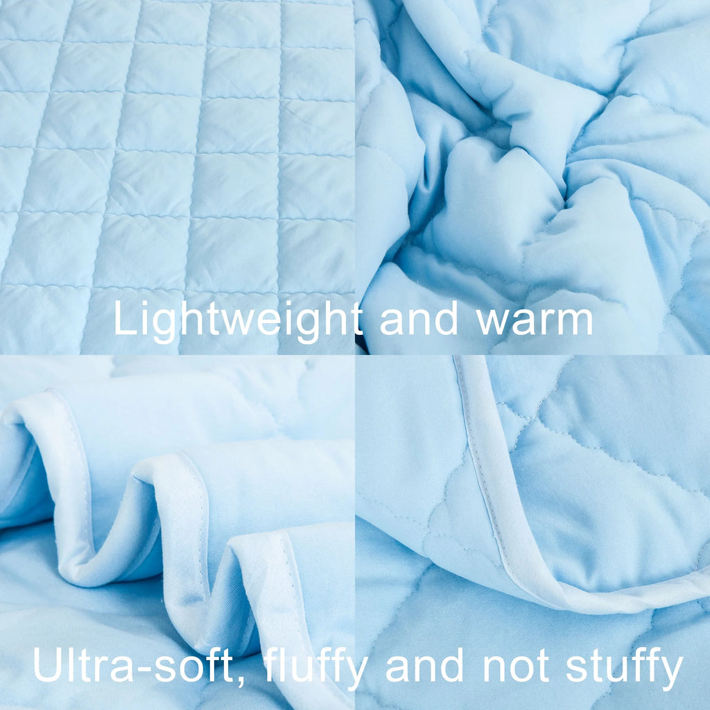 Ntbay Down Alternative Oversized Toddler Comter, Super Soft and Warm Solid Color Baby Crib Quilted Blanket, 43 x 60 inches, Aqua