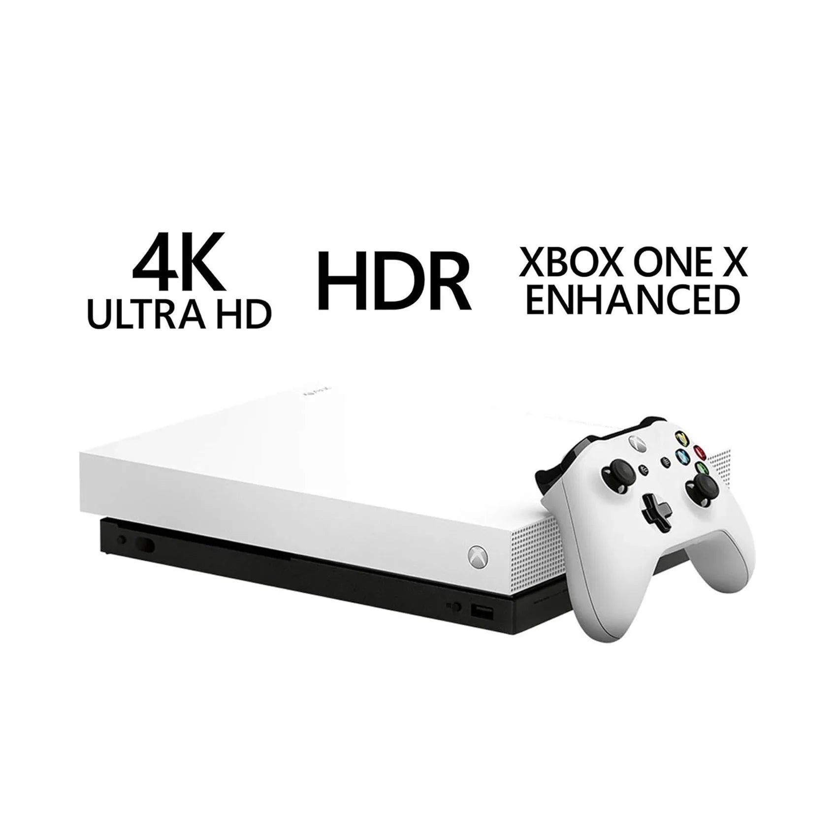 Pre-Owned Microsoft Xbox One X 1TB, 4K Ultra HD White with BOLT AXTION Cleaning Kit HDMI Bundle (Refurbished: Like New)