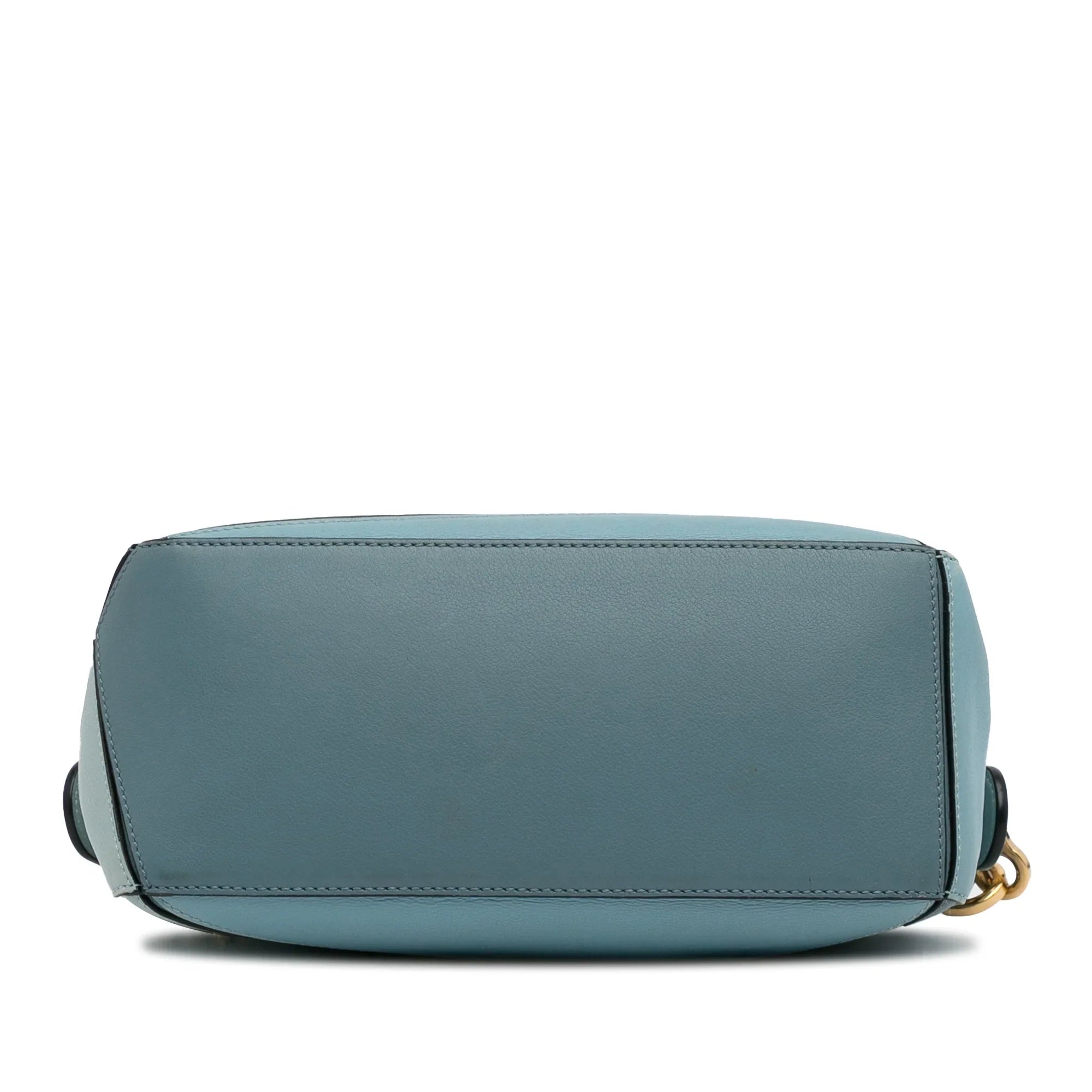 Pre-Owned Authenticated LOEWE Small Tricolor Puzzle Bag Calf Leather Blue Satchel Unisex (Good)