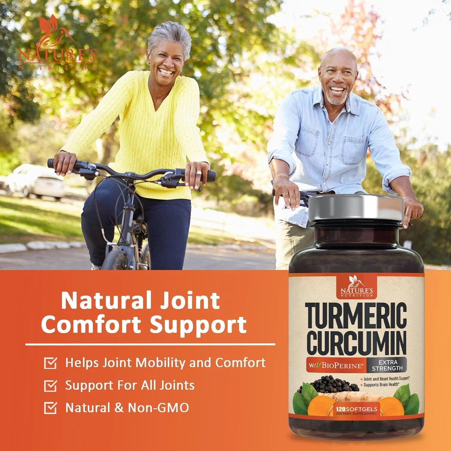 Turmeric Curcumin with BioPerine 95% Standardized Curcuminoids 1500mg Black Pepper Extract Max Absorption, Premium Joint Support, Nature's Tumeric Herbal Supplement, Non-GMO, Vegan - 120 Capsules
