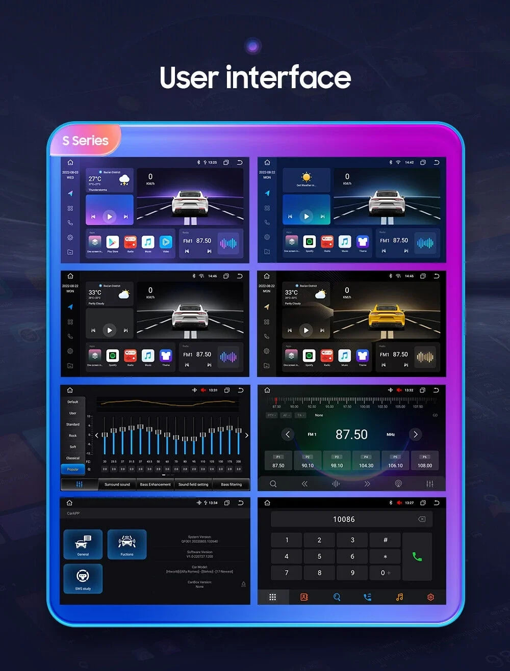 10'' 2Din Android QLED Car Stereo Nav GPS Radio DSP CarPlay 8Core 4+32GB
