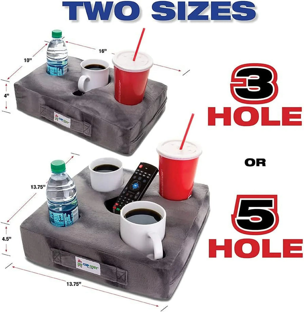 Cup Cozy Pillow (Black Faux Leather) *As Seen on TV*- The World's BEST Cup Holder. Keep drinks close and prevent spills. Use it anywhere-Couch, floor, bed, man cave, car, RV, park, beach and more!