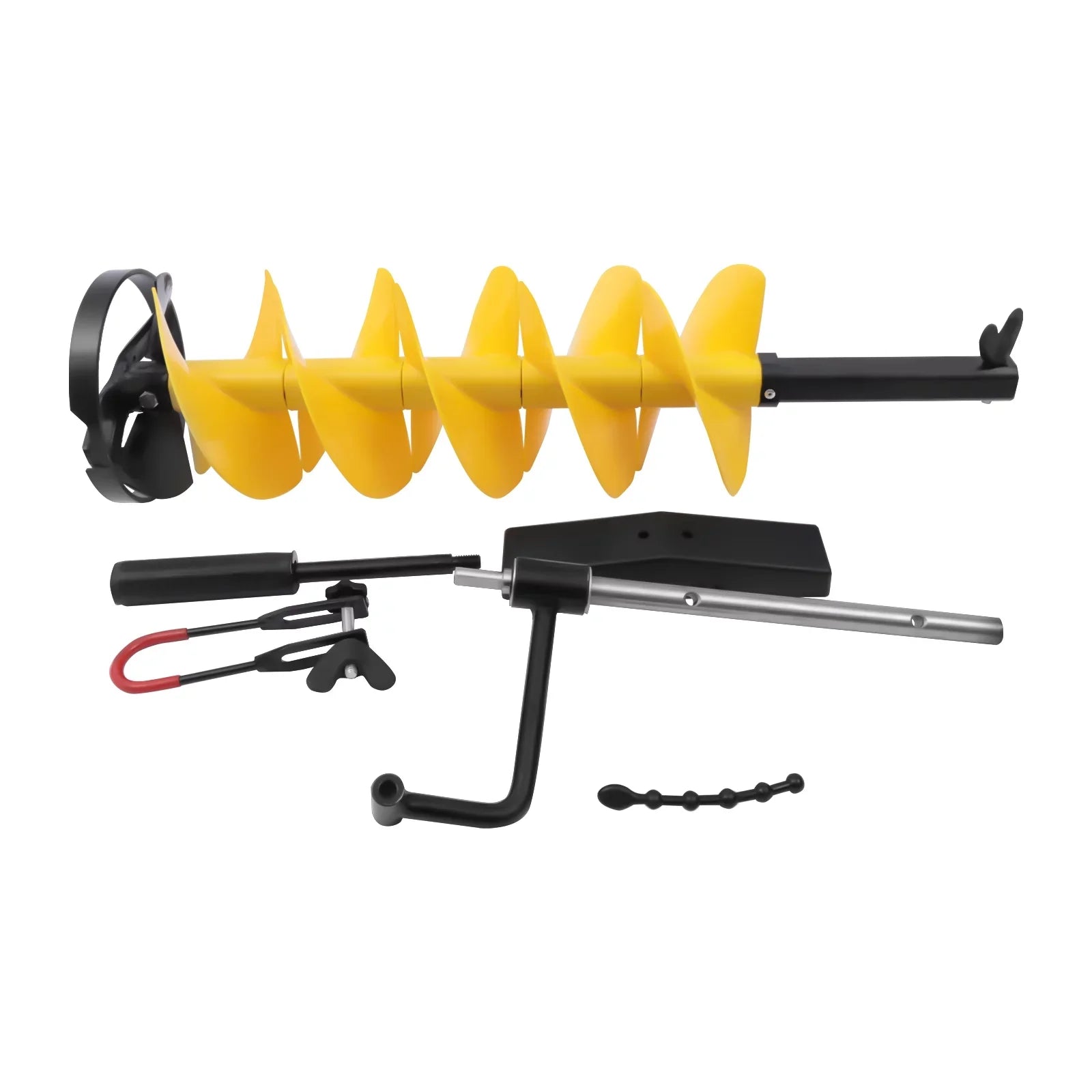 Miumaeov Cordless Nylon Ice Drill Auger 8" Dia. W/ICE Scoop Chipper/Universal Drill Adapter/Ice Fishing Rod Rack and 1 Set Blades