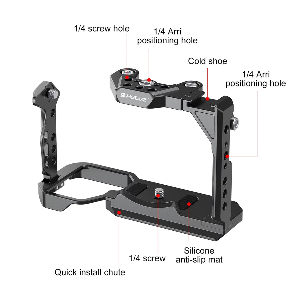 For Sony ILME-FX30 / FX3 PULUZ Metal Camera Cage Stabilizer Rig with NOTA Slider(Black)