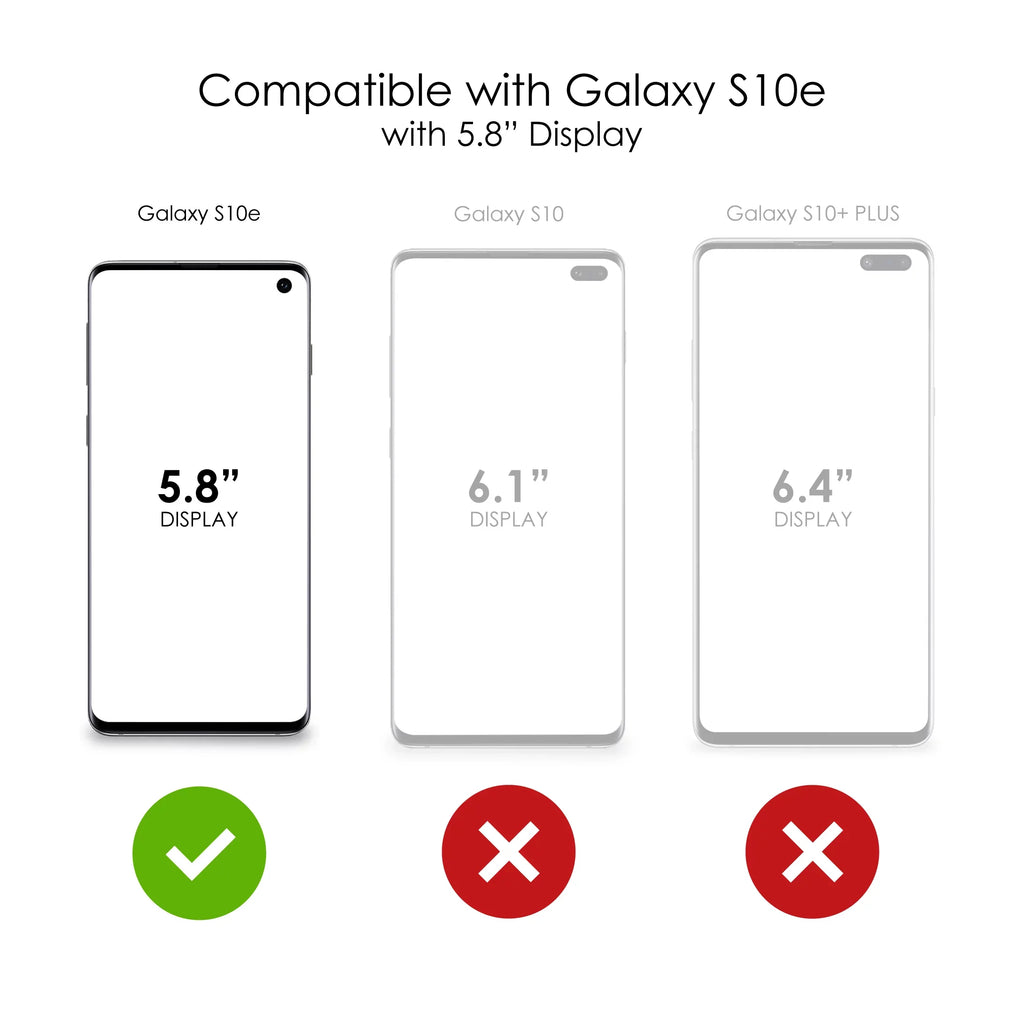DistinctInk Clear Shockproof Hybrid Case Samsung Galaxy S10e (5.8" Screen) - TPU Bumper Acrylic Back Tempered Glass Screen Protector - Cross Heart - Faith Hope Love