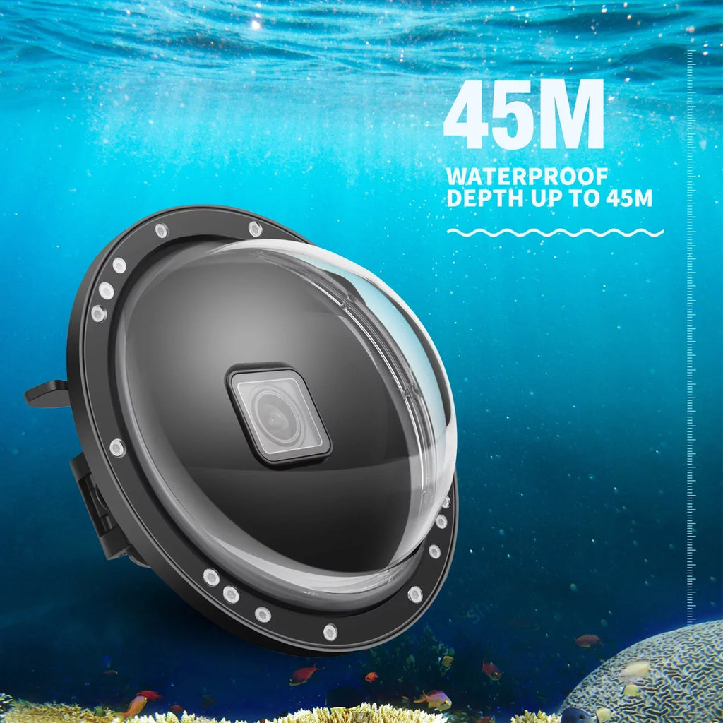 Waterproof Dome Port Case 9 Black and 10 SHOOT XTGP559, Dual Handle, 45m Waterproof, 180° Wide Angle
