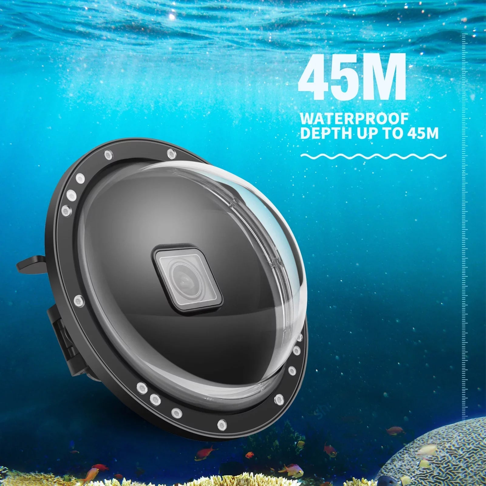 Waterproof Dome Port Case 9 Black and 10 SHOOT XTGP559, Dual Handle, 45m Waterproof, 180° Wide Angle