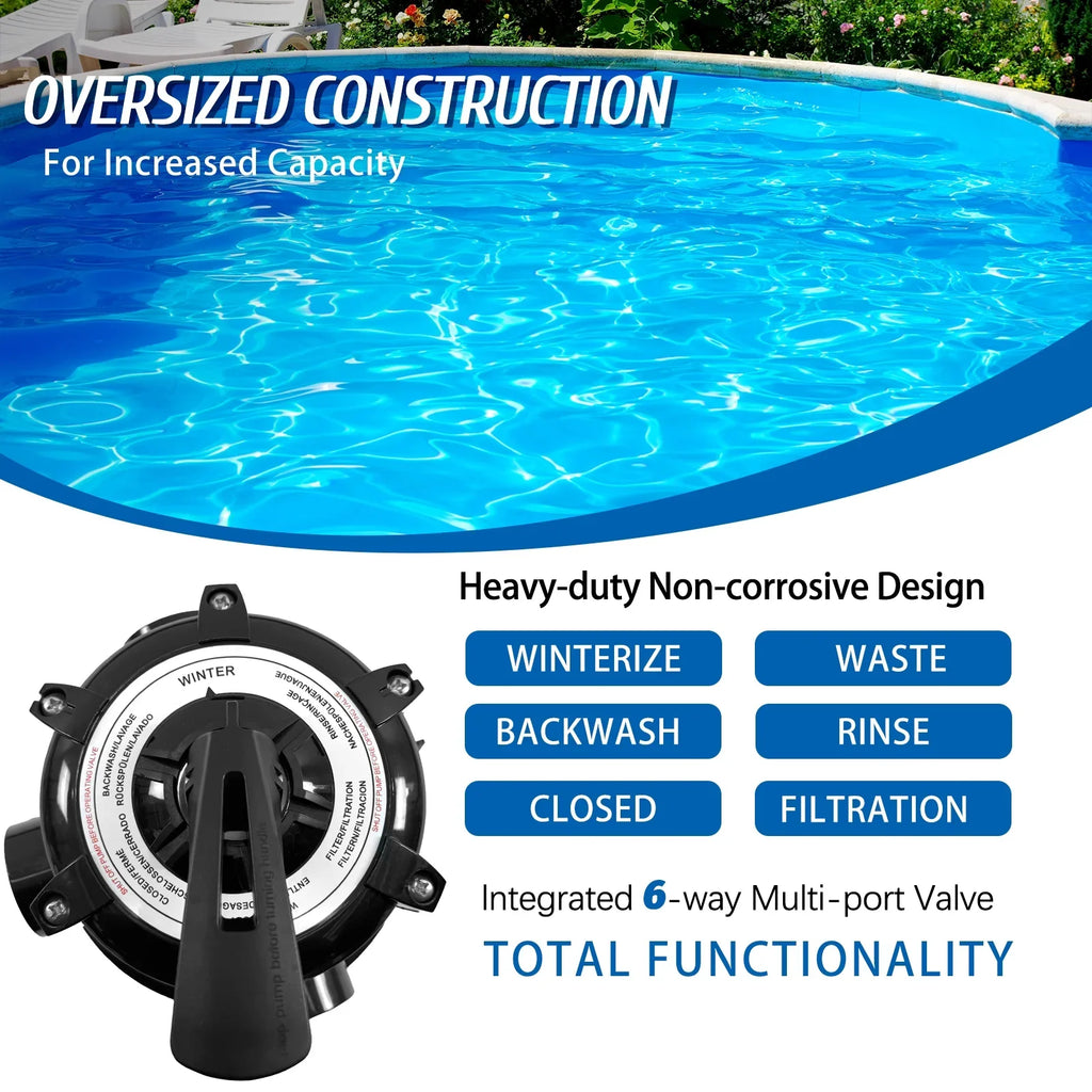 PRIJESSE 13" Pool Sand Filter 3/4HP Sand Filter Swimming Pool Pump Above Ground Pool