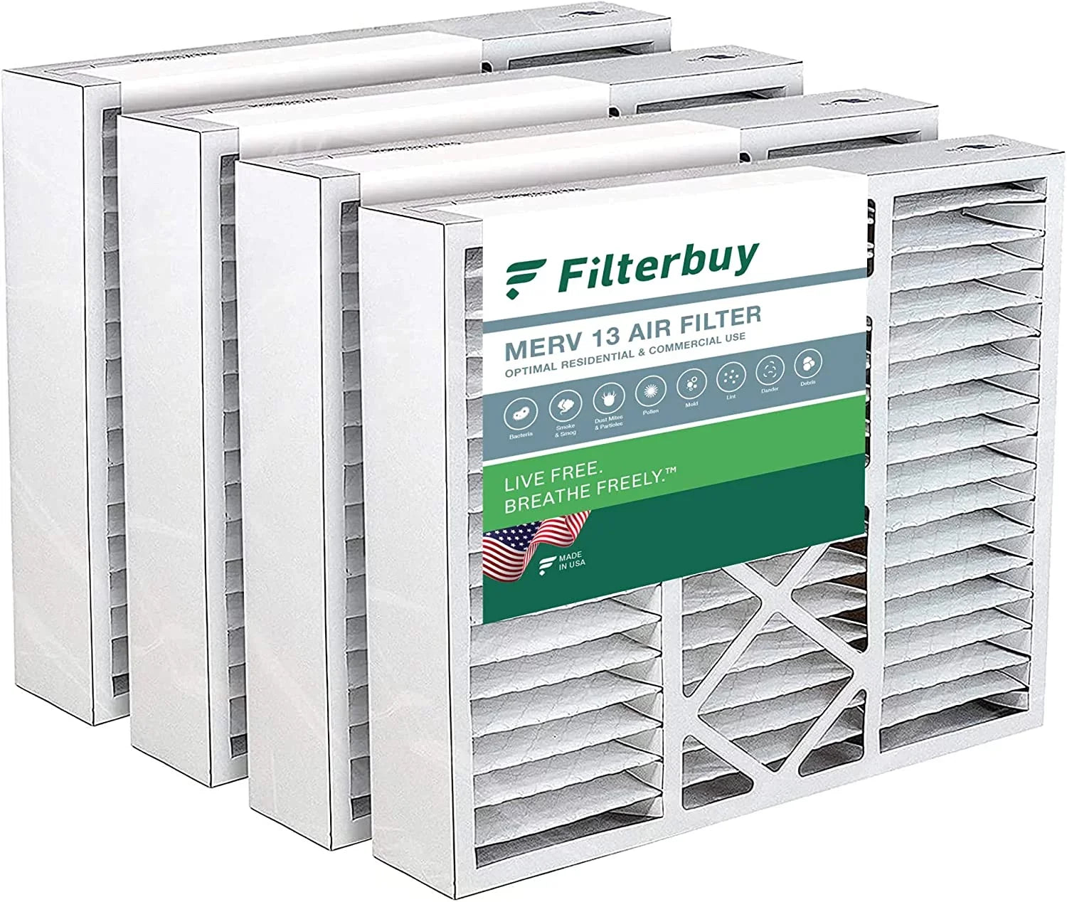 Filterbuy 19x20x5 MERV 13 Pleated HVAC AC Furnace Air Filters Bryant/Carrier FILXXFNC0021, Day & Night, and Payne (4-Pack)