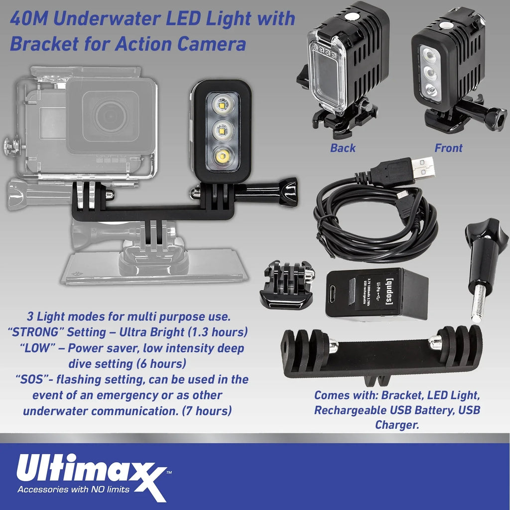 Ultimaxx Premium GoPro Hero 12 Bundle - Includes: 64GB Extreme microSD Memory Card, Replacement Battery, 40M Underwater LED Light & Much More (30pc Bundle)
