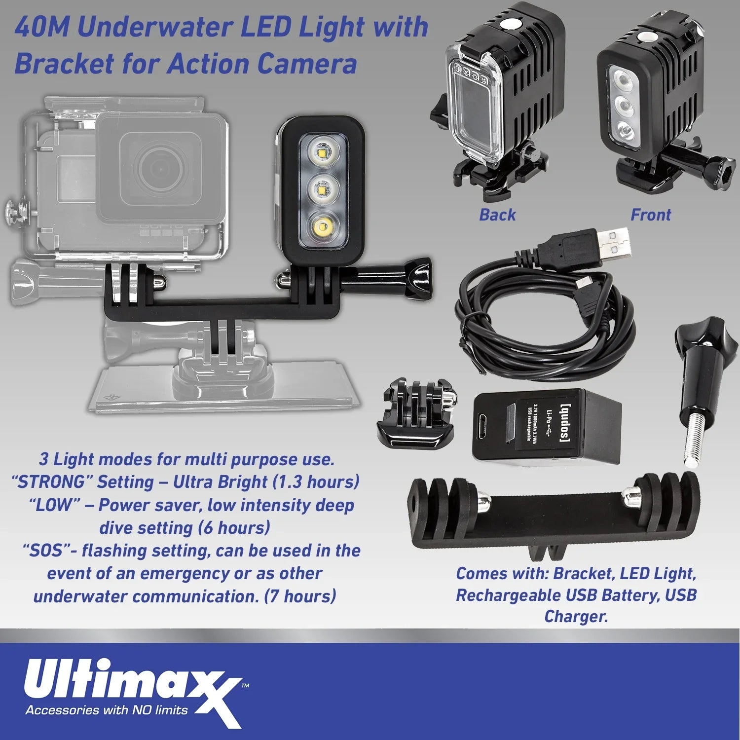 Ultimaxx Premium GoPro Hero 12 Bundle - Includes: 64GB Extreme microSD Memory Card, Replacement Battery, 40M Underwater LED Light & Much More (30pc Bundle)