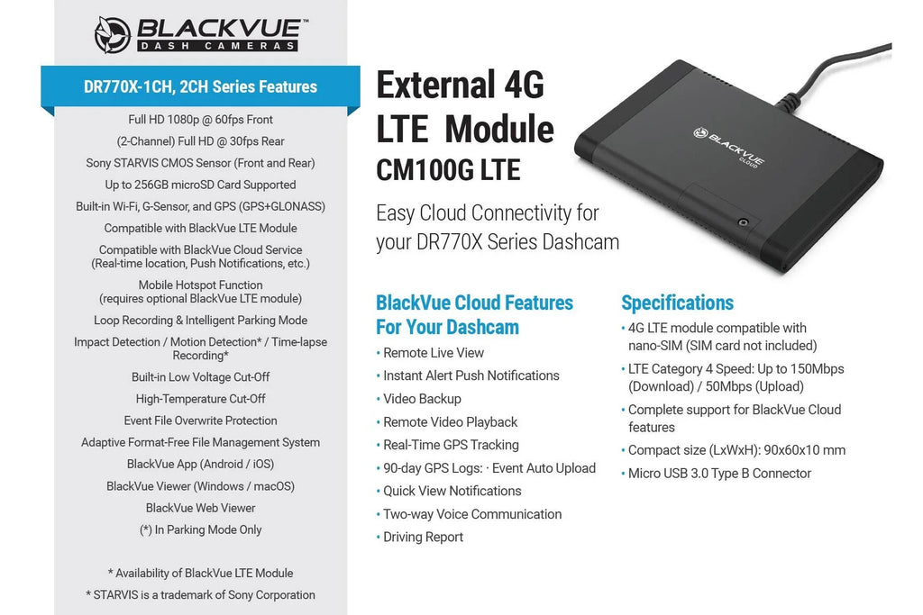 BlackVue DR770X-2CH-TRUCK Front + Waterproof Exterior Dash Cam With 64GB Card | Cloud-Ready 1080p 60FPS GPS & WiFi