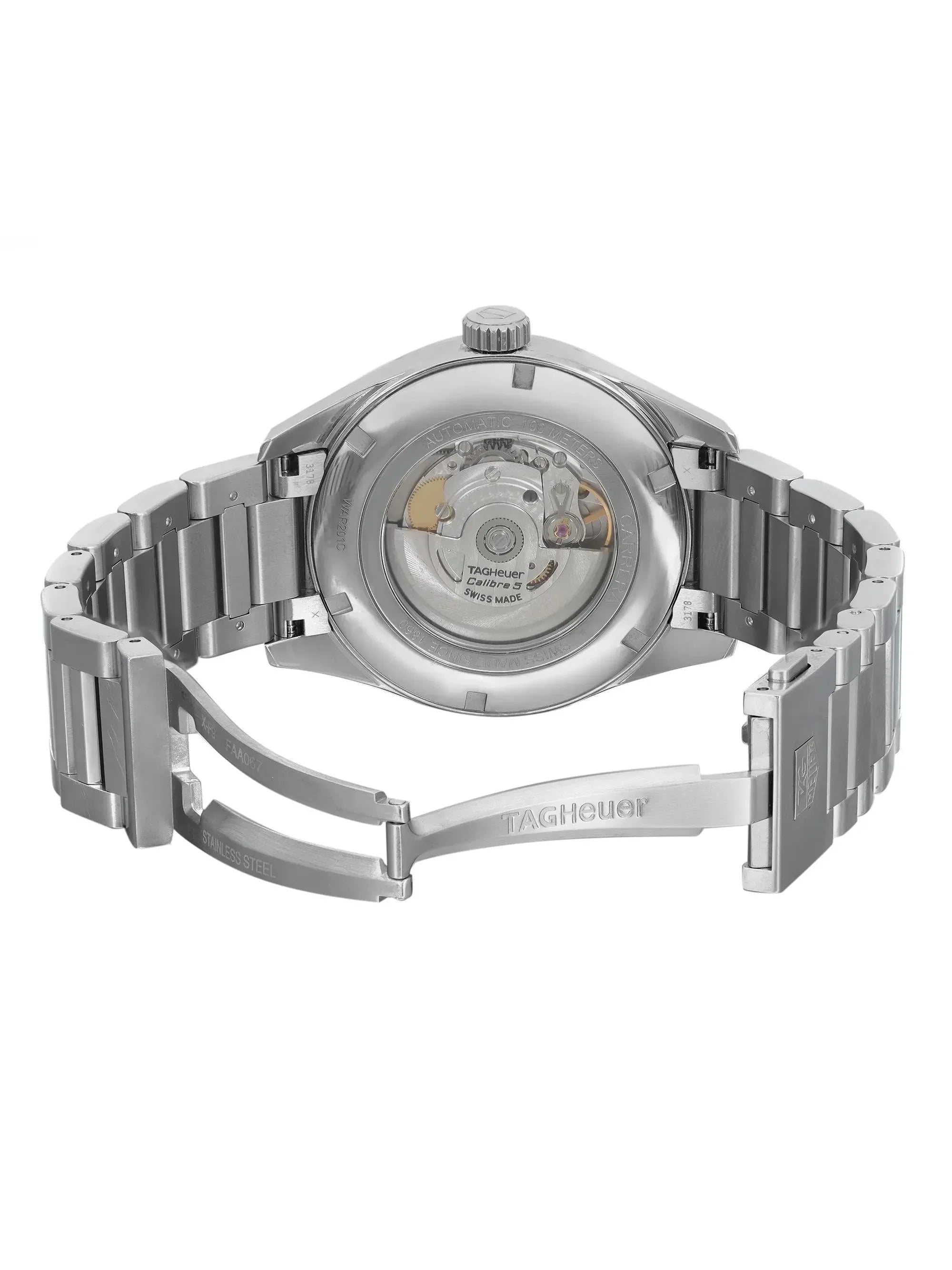Pre-owned TAG Heuer Carrera 41mm Day-Date Steel Watch WAR201C.BA0723 (Good)