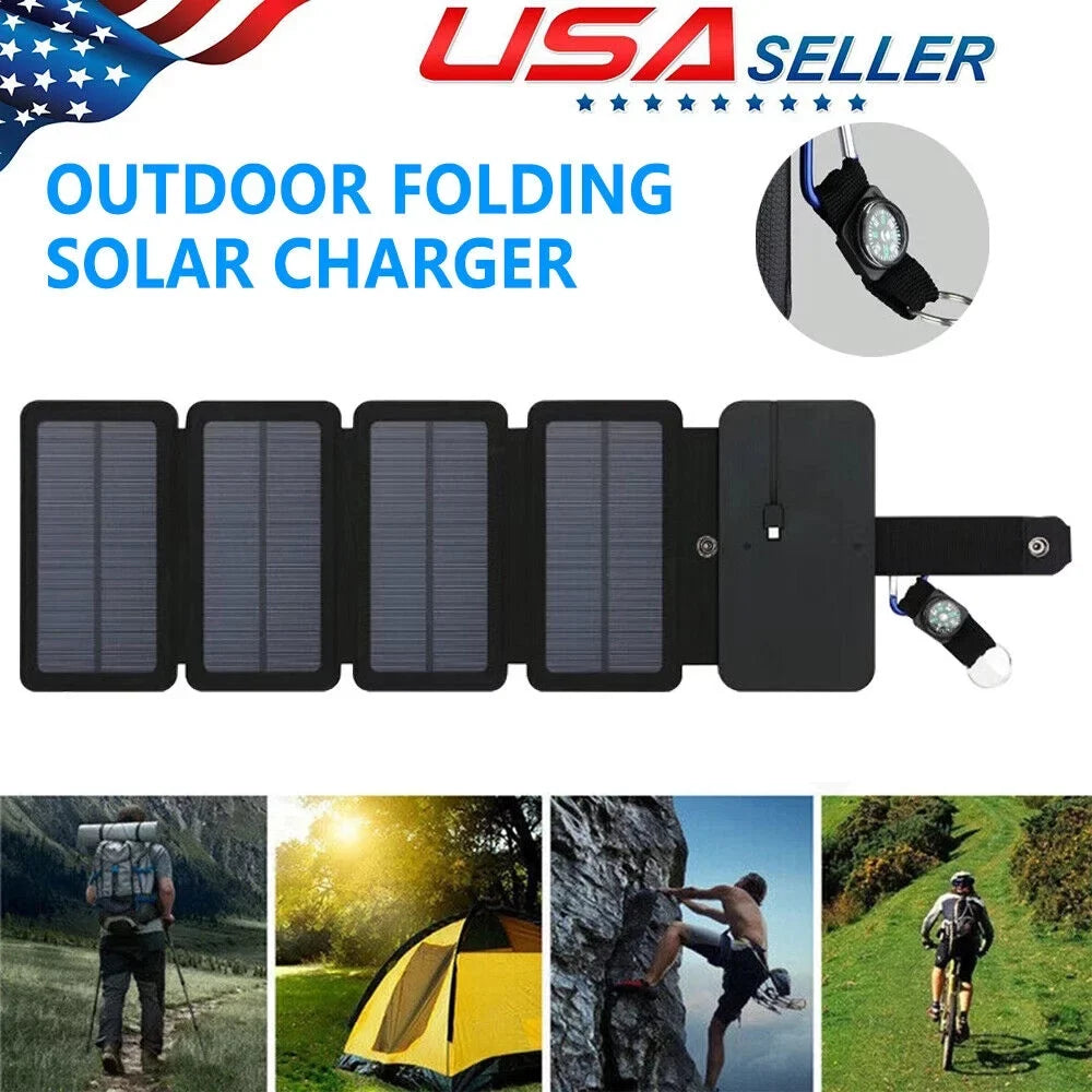 JLLOM Portable Solar Power Bank Mobile Phone Charger Panel Waterproof Outdoor Camping