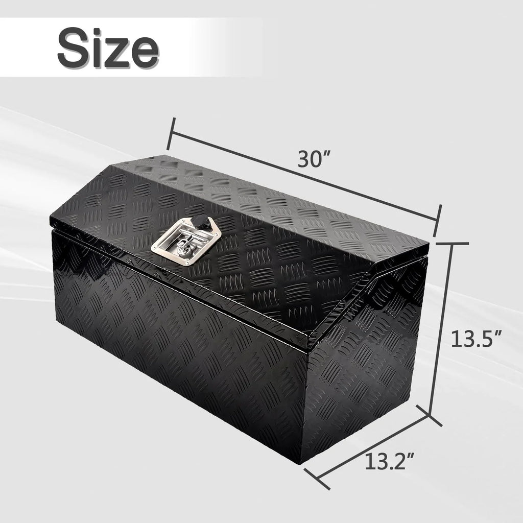 FGJQEFG 30 Inch Aluminum Trailer Tongue Tool Box RV Storage Organizer w/ Lock 30x13.2x13.5 Inch