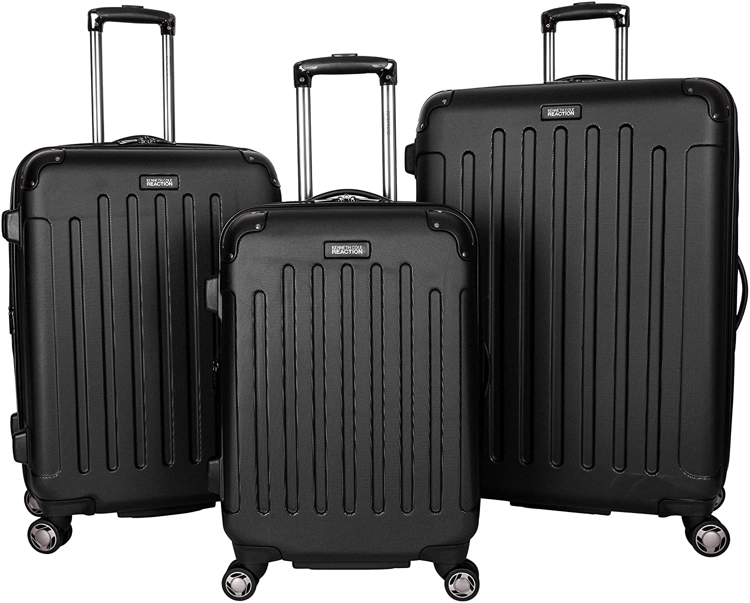 Kenneth Cole REACTION Renegade Luggage Expandable 8-Wheel Spinner Lightweight Hardside Suitcase, Black, 3-Piece Set (20"/24"/28") 3-Piece Set (20"/24"/28") Black
