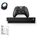 Microsoft Xbox One X 1TB, 4K Ultra HD Black with BOLT AXTION Cleaning Kit Headset Bundle Like New
