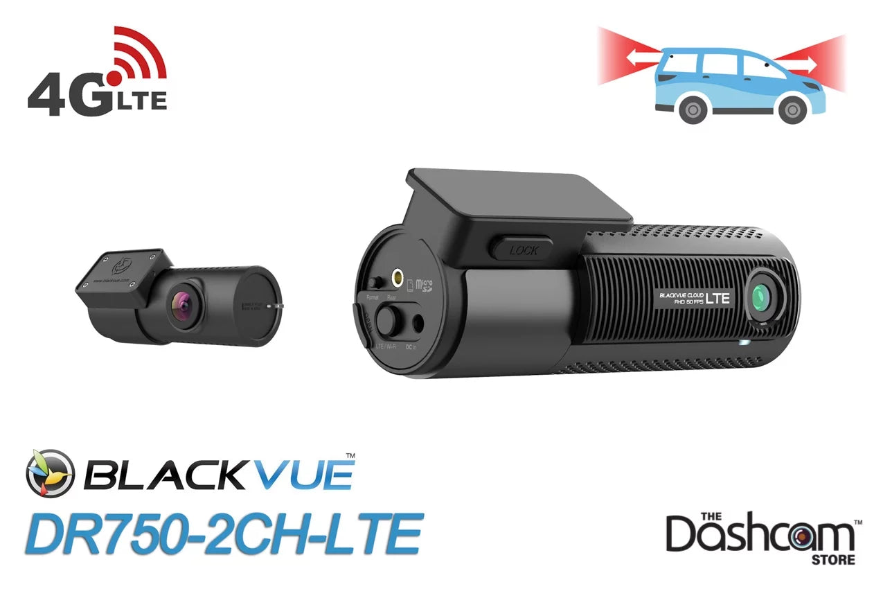 BlackVue DR750-2CH-LTE Dual Lens Front + Rear Dash Cam w/ Built-In 4G-LTE & 256GB BlackVue Memory Card