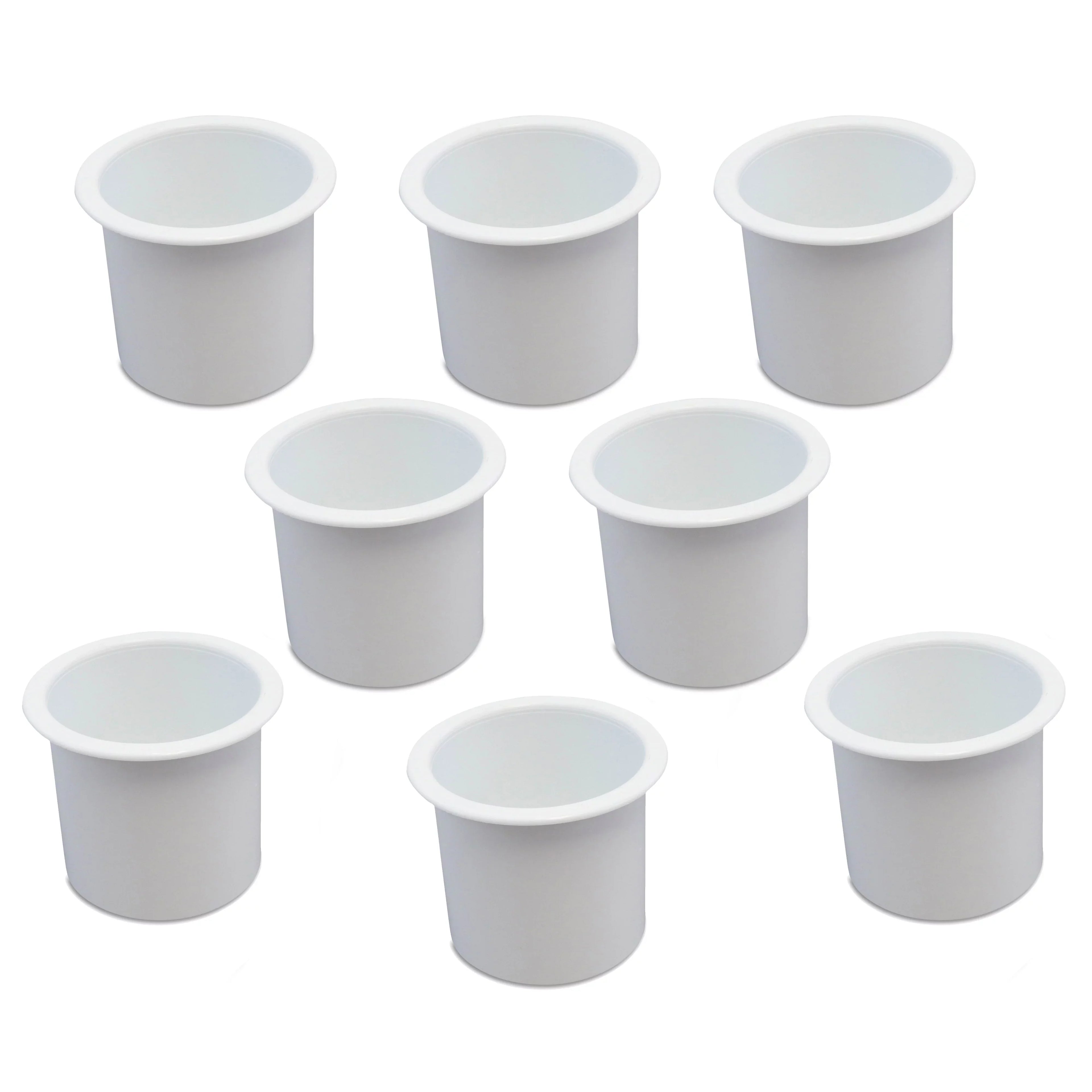 8 Cup Holder Plastic Pocket Recessed Drop In Insert Universal Ship RV Car Truck Sofa Game Table Marine Pontoon Motorhome Camper White