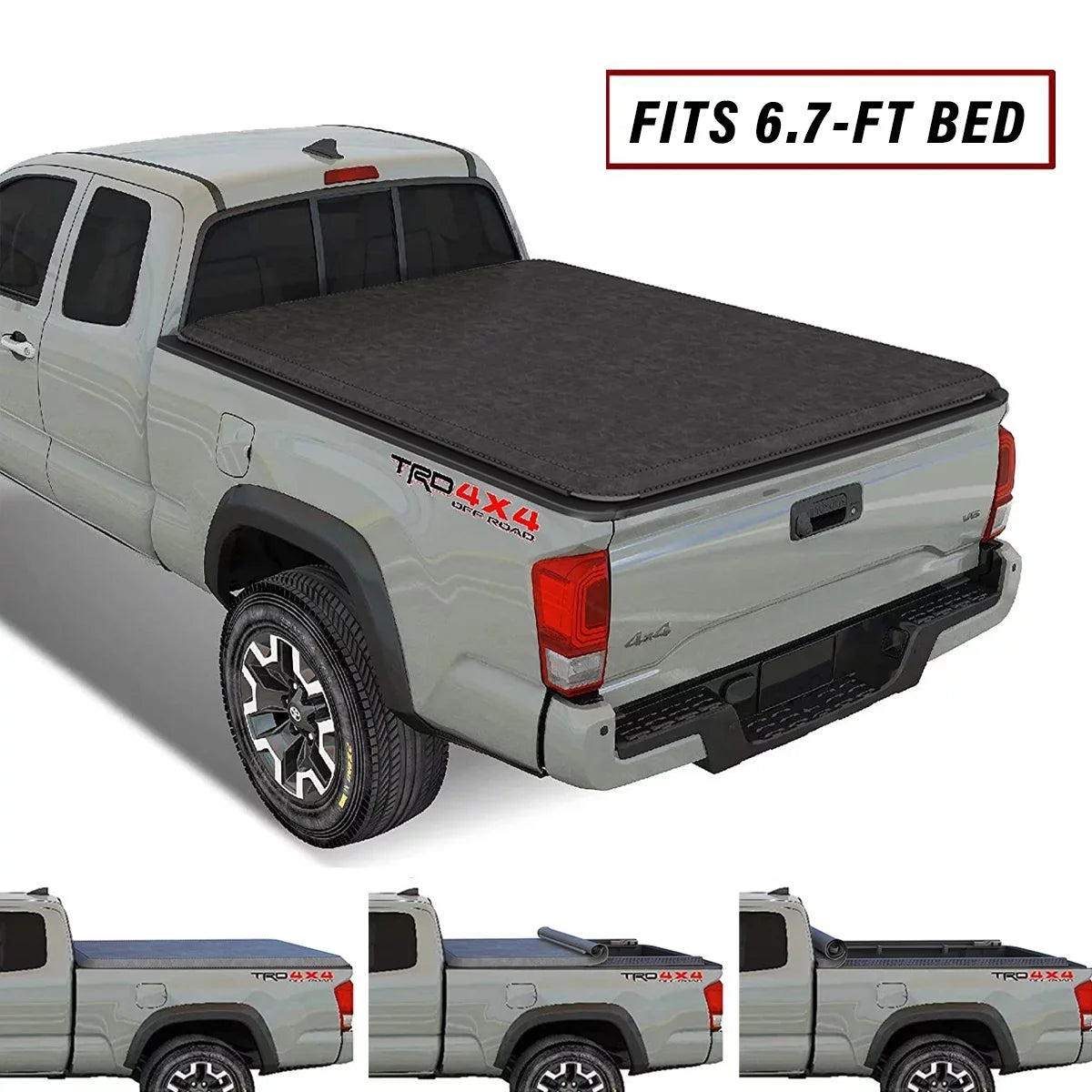 Kikito Vinyl Soft Roll-Up Tonneau Coating Truck Bed 2022-2024 Tundra 6.7FT (78.7") Bed w/o Trail Edition ( Models Without The Deck Rail System)
