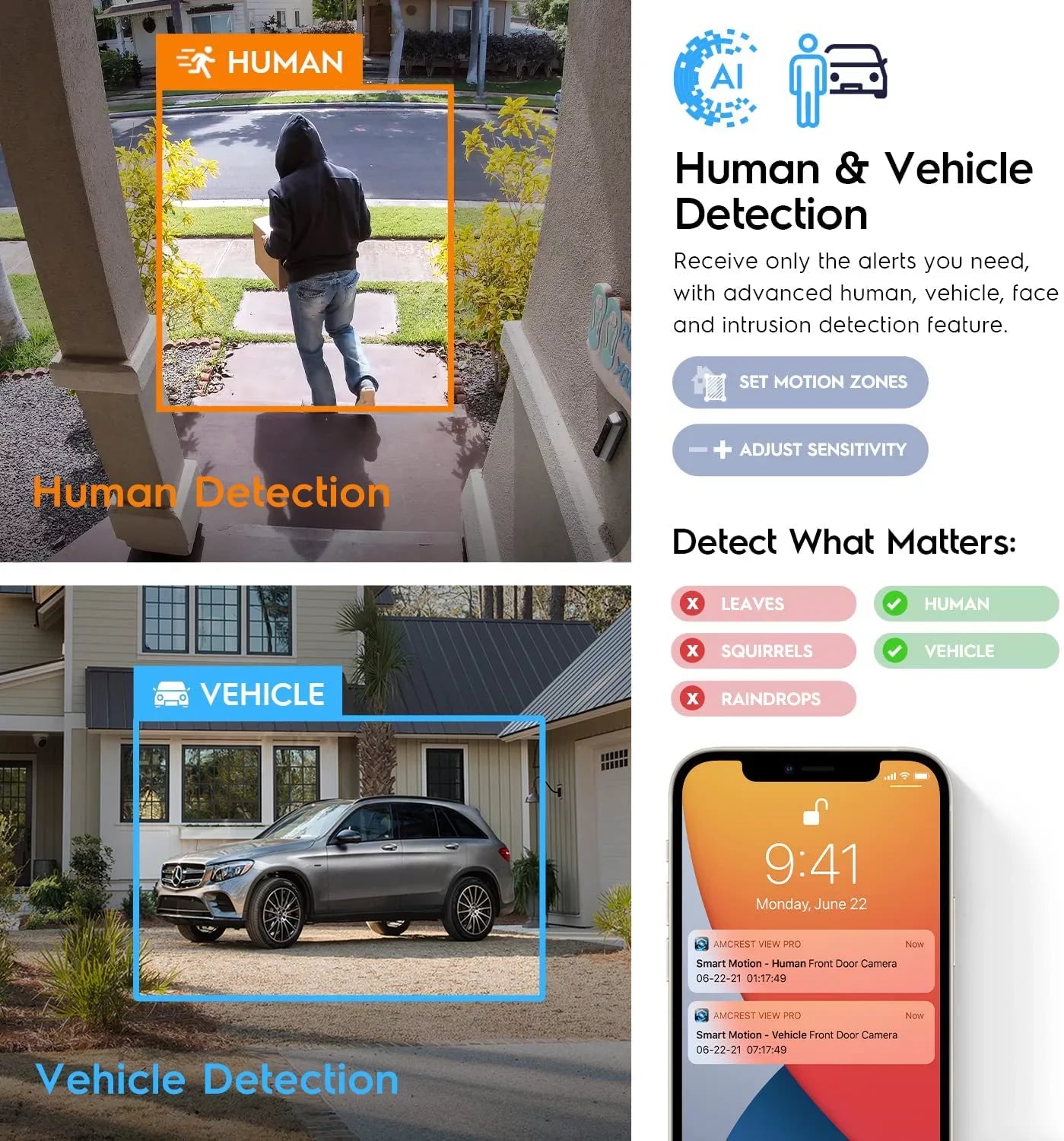 Amcrest Dual-Lens 4K (2 x 2K) AI Outdoor Security Turret IP POE Camera, 8MP (2 x 4MP) @25fps,