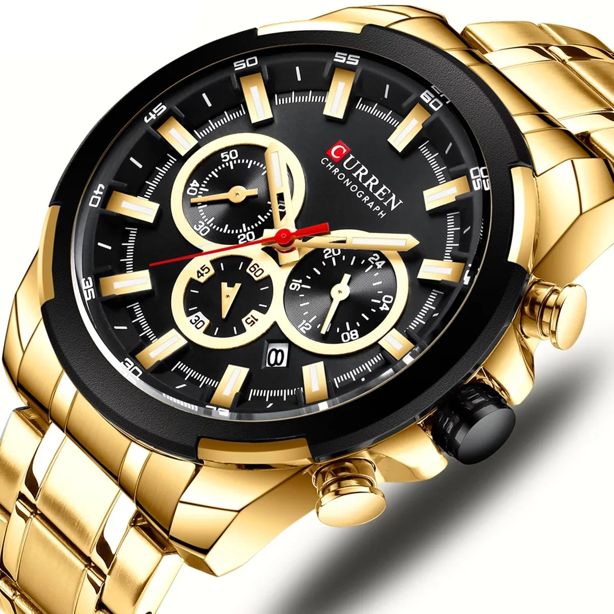 CURREN 8361 Quartz Man Wristwatch Watch Male Men Watches with Calendar Indicator Date Waterproof Luminous Hands Three Sub-Dials Second Minute Microsecond Chronograph Stainless Steel Stra