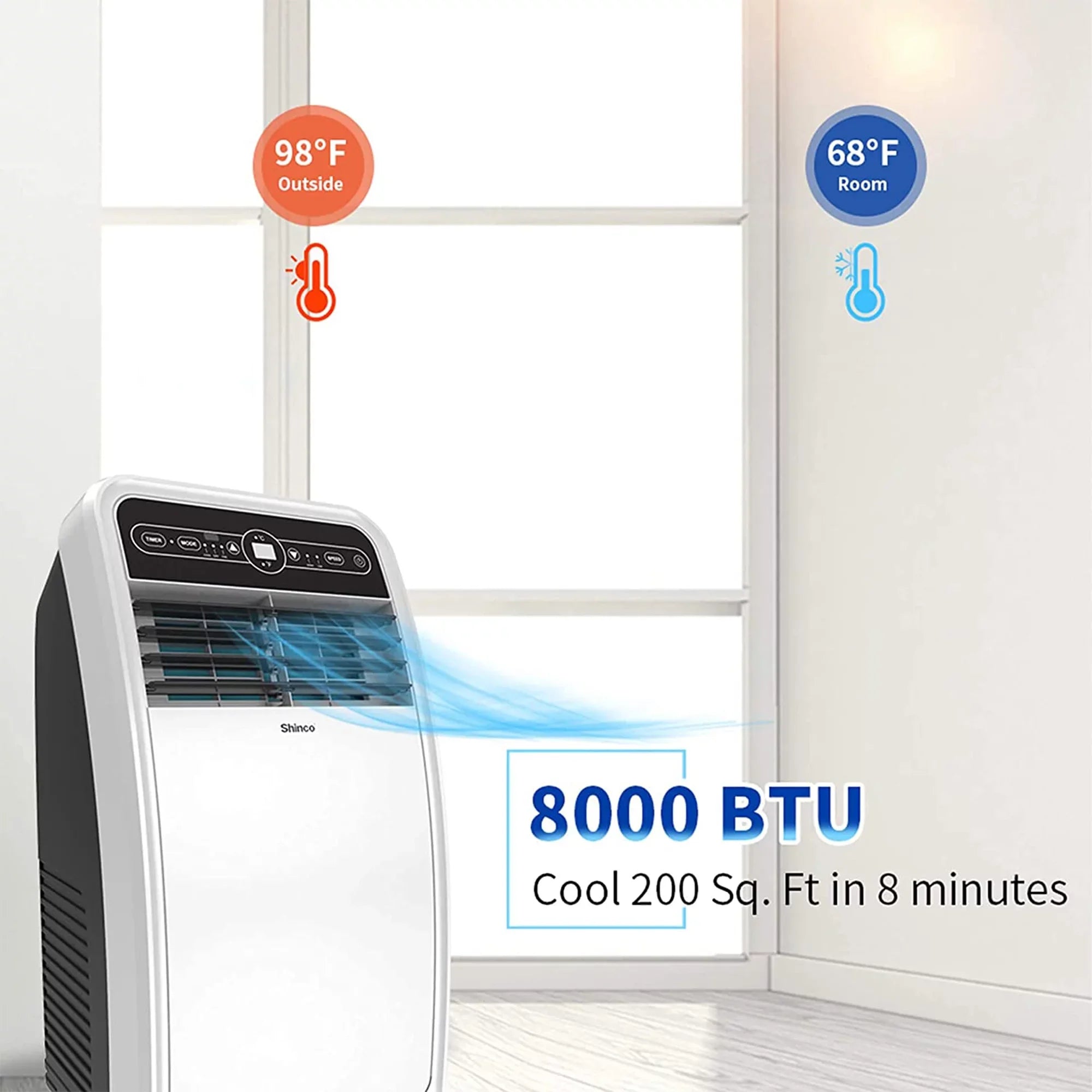 Shinco 8,000 BTU Portable AC Unit, Dehumidifier, and Fan 200 SqFt Rooms