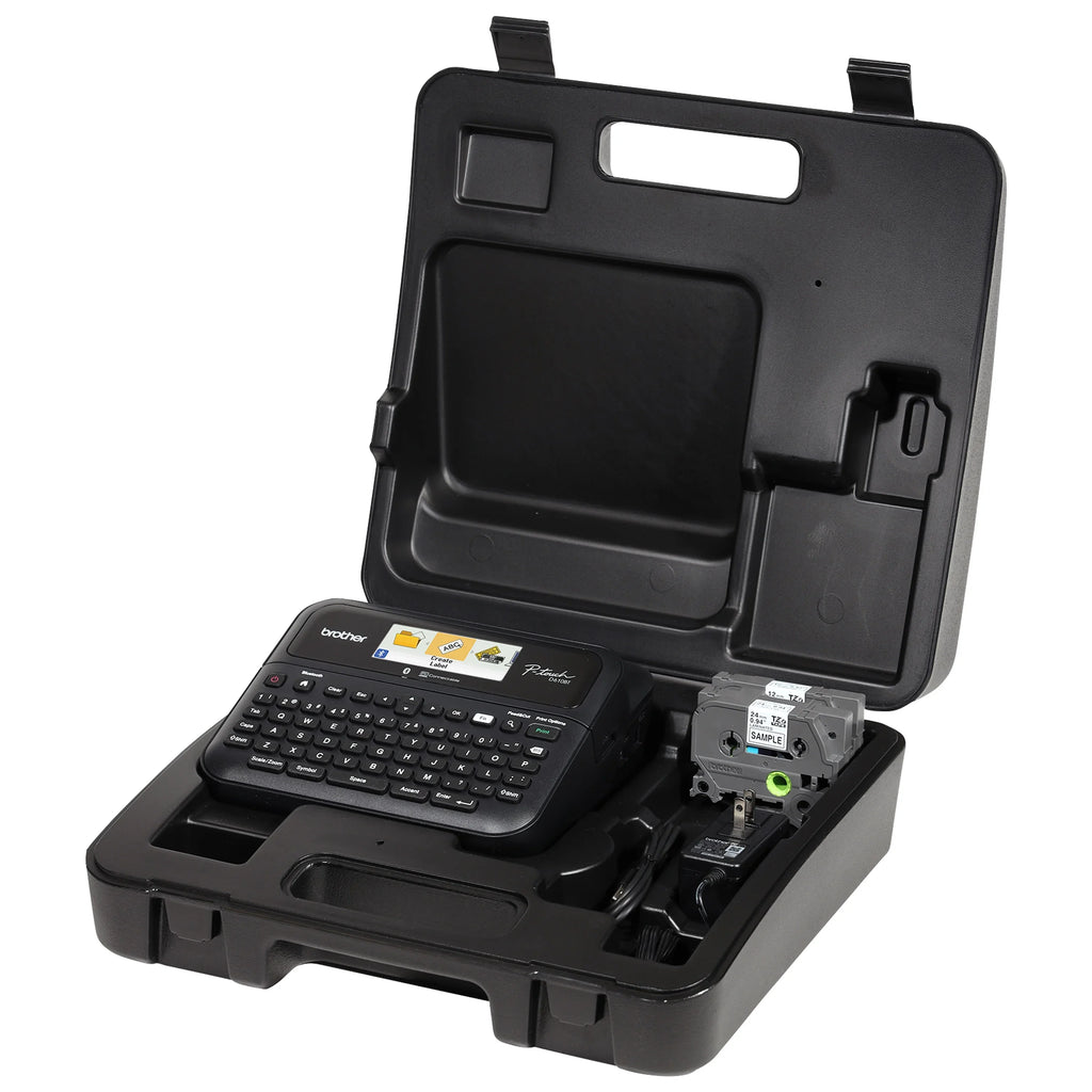 Brother P-touch Business Professional Connected Label Maker PT-D610BTVP with Bluetooth® Connectivity, includes carry case and 4m Black Print on Clear Sample Label Tape ~1/2” (12mm).