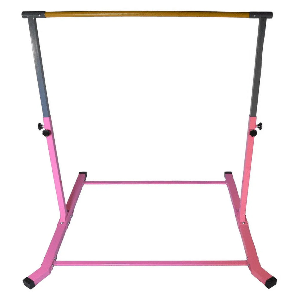 5 Star-TD Pink Gymnastic Kip Bar - Adjustable 3-5FT Junior Training Equipment, Heavy Duty Horizontal Bar with Curved Legs Kids Home Gym, Strong and Long-lasting
