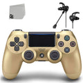 Like New PlayStation 4 DualShock Wireless Gold Controller with Earbuds BOLT AXTION Bundle