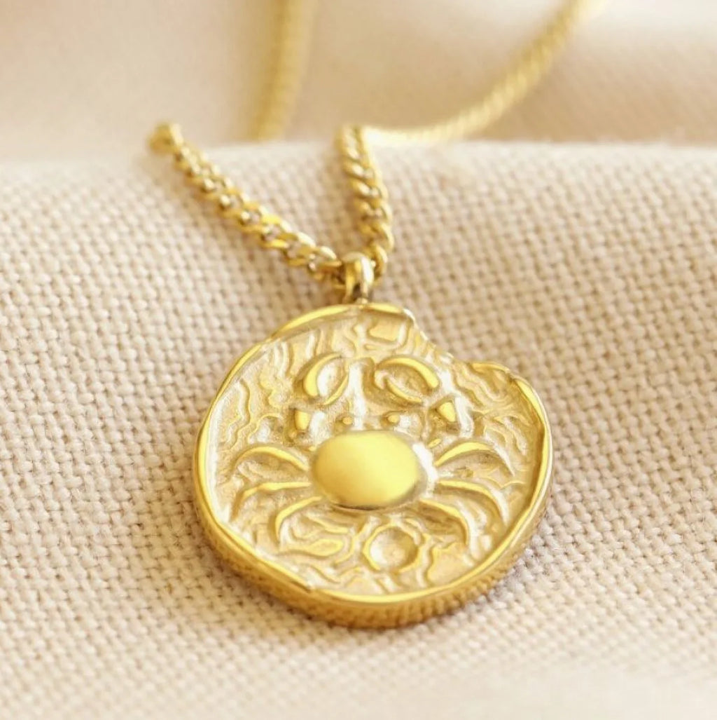 Blue Box Boutique Inc Gold Stainless Steel Cancer Zodiac Pendant Necklace Women, Teens | Horoscope, Birthday Gift