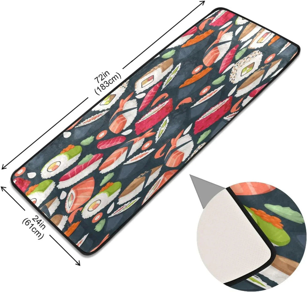 Coolnut Japanese Sushi Runner Rug - 24"x72" Ultra Soft Non-Slip Floor Mat Washable Area Rugs Kitchen Bathroom Entry Home Decor Gifts