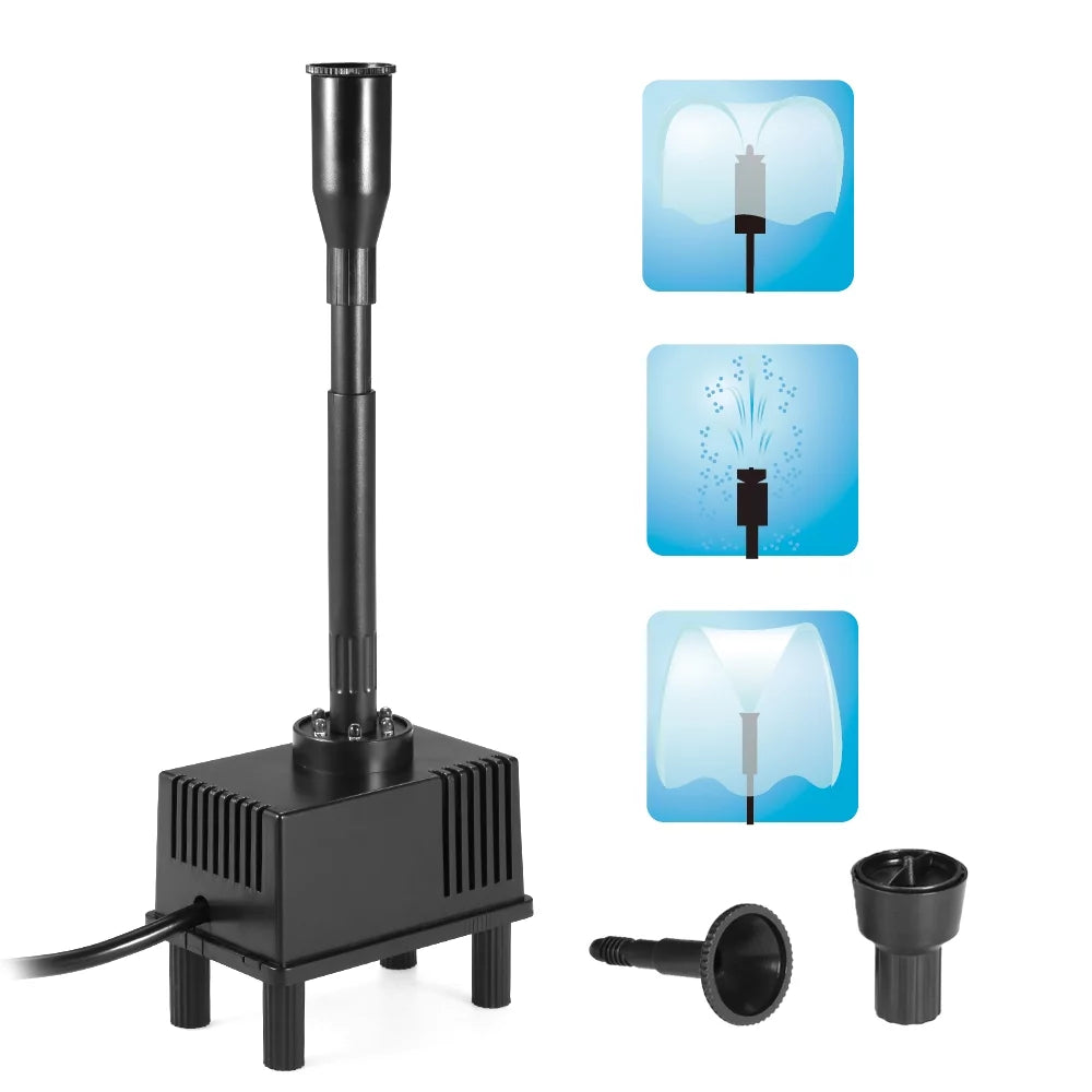 Lixada LED Light Submersible Water Pump 10W Fish Aquarium Bird Bath Garden Pond Fountain 600L/H AC