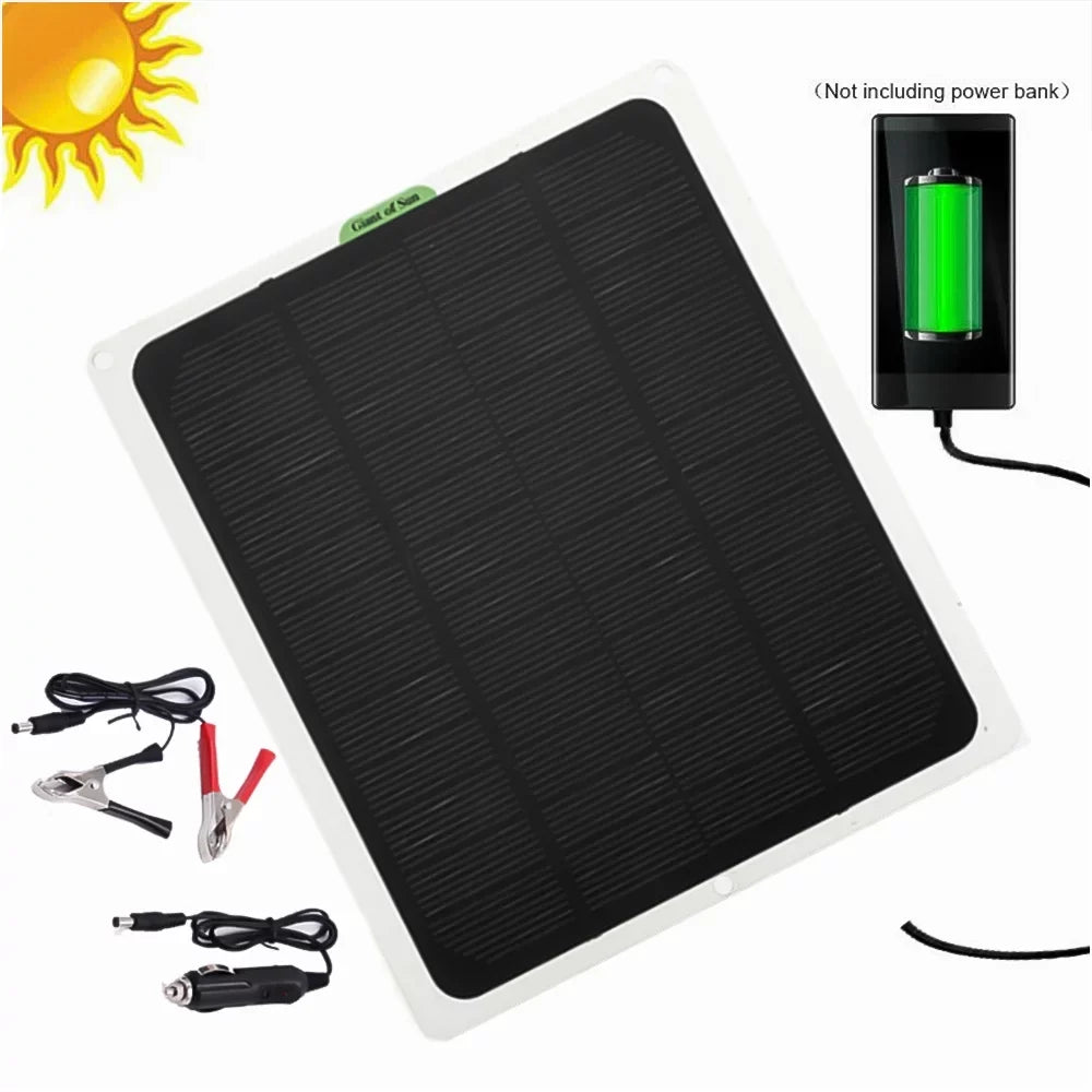 DFITO 22W Solar Panel,12V/5V Trickle Charger Battery Charger Kit W/ 2x Alligator clip,1x Cigarette lighter,2 Carabiners,1 mountaineering bag,1 Fast Charger,Maintainer Craft RV Car