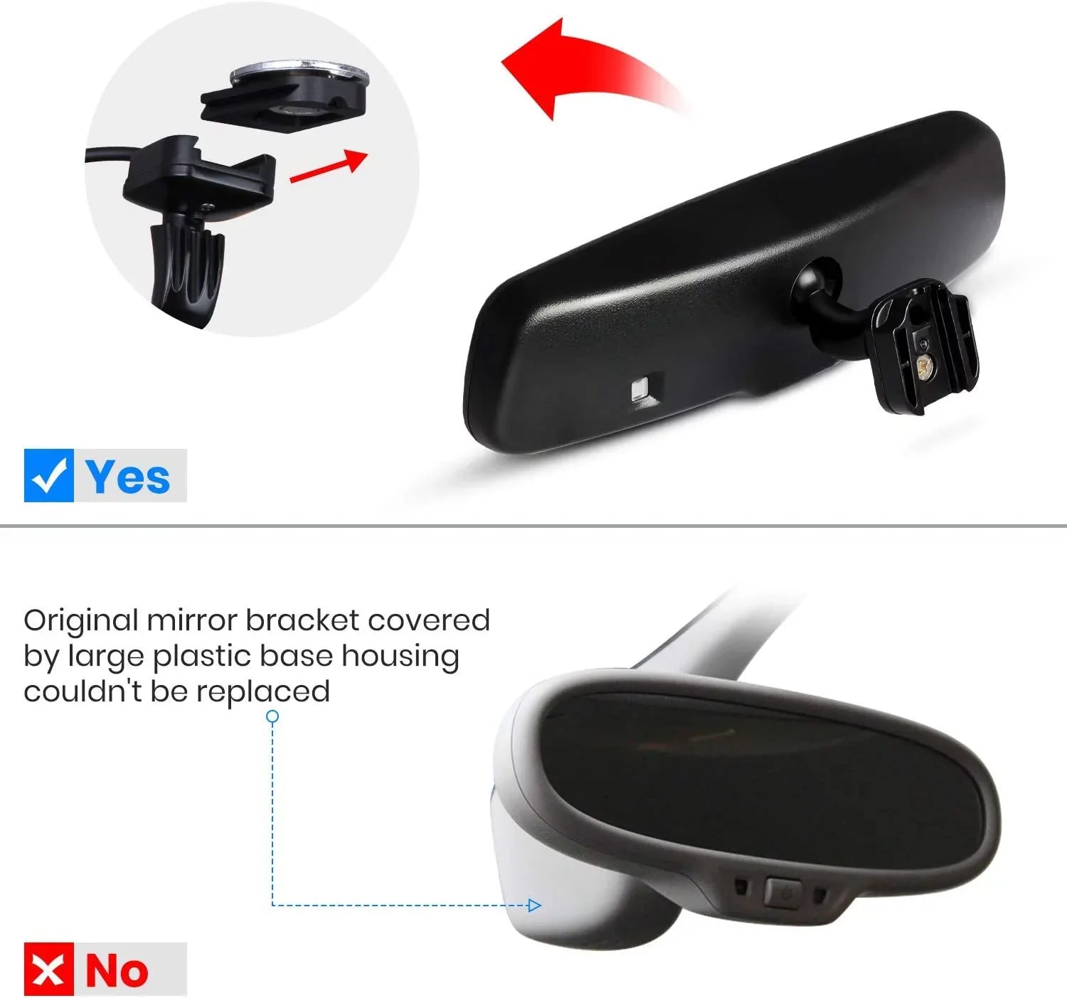 AUTO-VOX 4.3”LCD OEM Rear View Mirror Monitor with IP 68 Waterproof Back Up Car Camera, Night Vision Back Up Camera System Parking & Reversing (T2 )