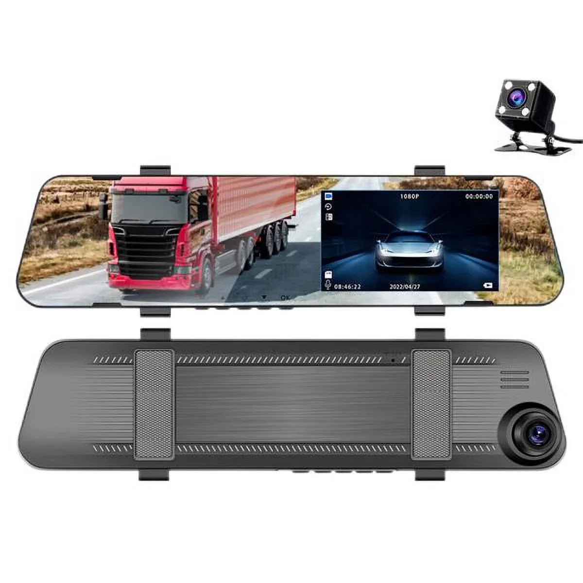 Fithood 1080P Rearview Mirror Car DVR Dual Dash Cam Camera Front Rear HD Video Recorder