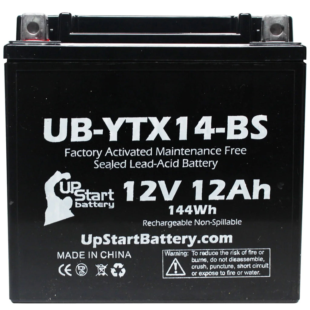 UpStart Battery Replacement 1998 Yamaha YZF1000R 1000 CC Factory Activated, Maintenance Free, Motorcycle Battery - 12V, 12AH, UB-YTX14-BS