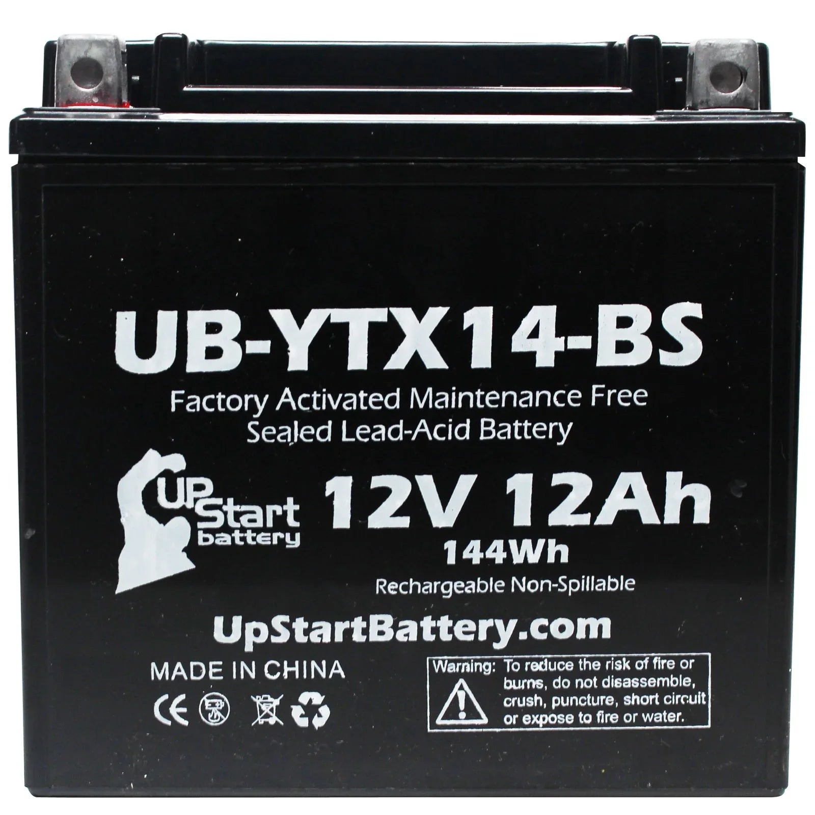 UpStart Battery Replacement 1998 Yamaha YZF1000R 1000 CC Factory Activated, Maintenance Free, Motorcycle Battery - 12V, 12AH, UB-YTX14-BS