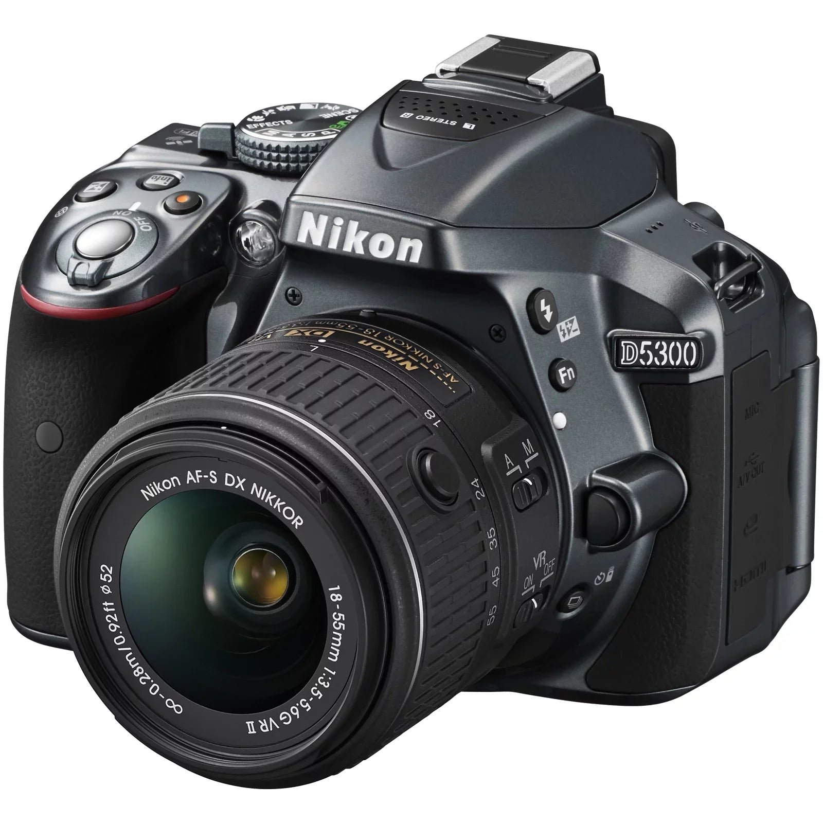 Nikon D5300 Digital SLR Camera & 18-55mm G VR II Lens (Grey) with 55-200mm VR II Lens + 64GB Card + Backpack + Battery & Charger + Tele/Wide Lens Kit