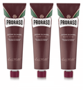 Proraso Shaving Soap Cream Sandalwood Shea Butter Sapone Da Barba in Coarse Beard 150ml tube - RED 3 Pack