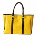 Bohemia Carved Patterns - Yellow Leatherette Satchel Bag Handbag Purse Yellow