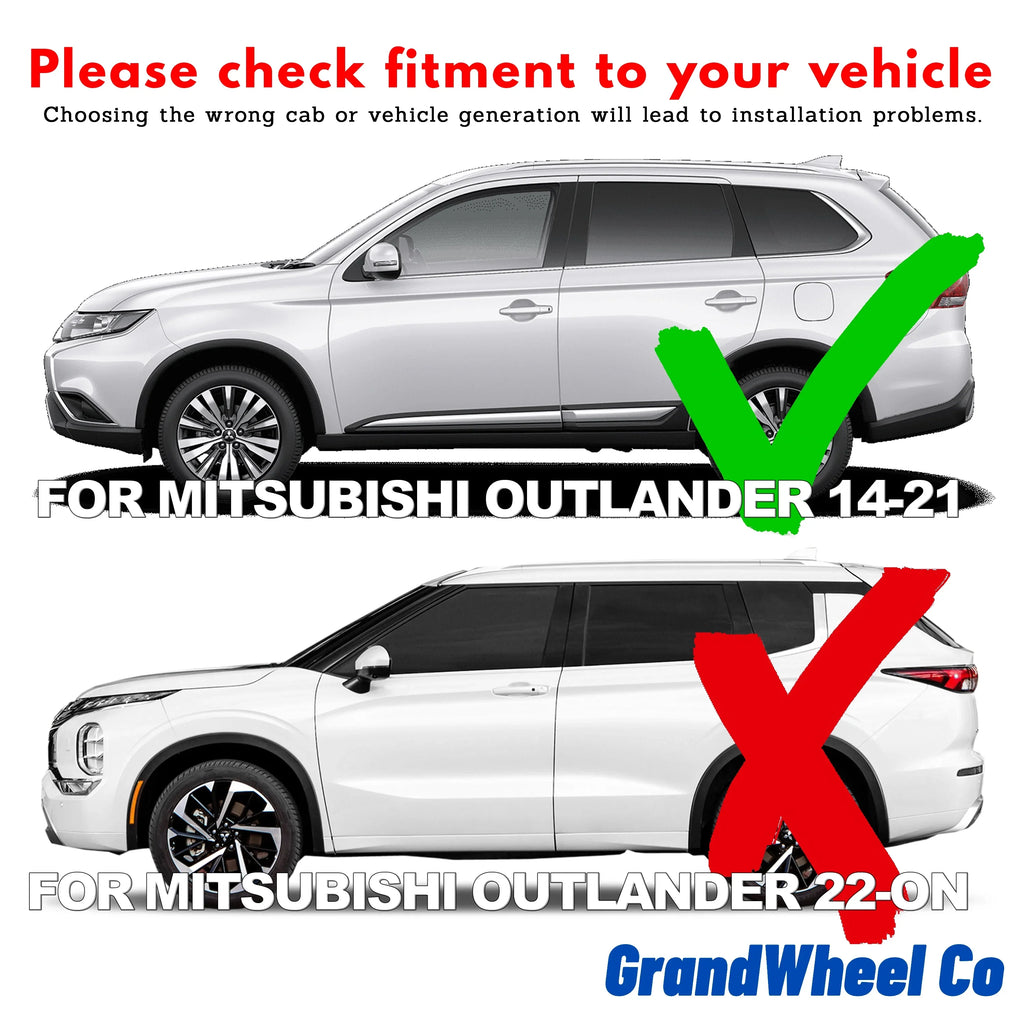 GrandWheel Co Smoke Tinted Tape-On Side Window Vent Visor Deflectors Rain Guards with Mitsubishi Outlander 2014-2021 - 4pcs. GW0389