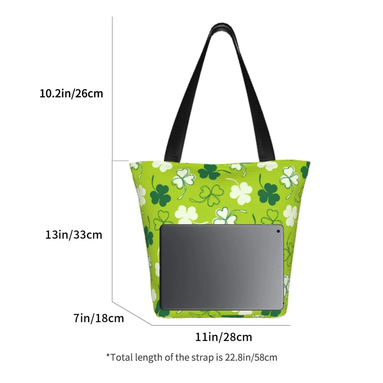 Easygdp St Patrick's Day7 Stylish Canvas Handbag Shoulder Tote Bag, Shopping Bag with Zip, Suitable Buying Groceries, Office, Fitness
