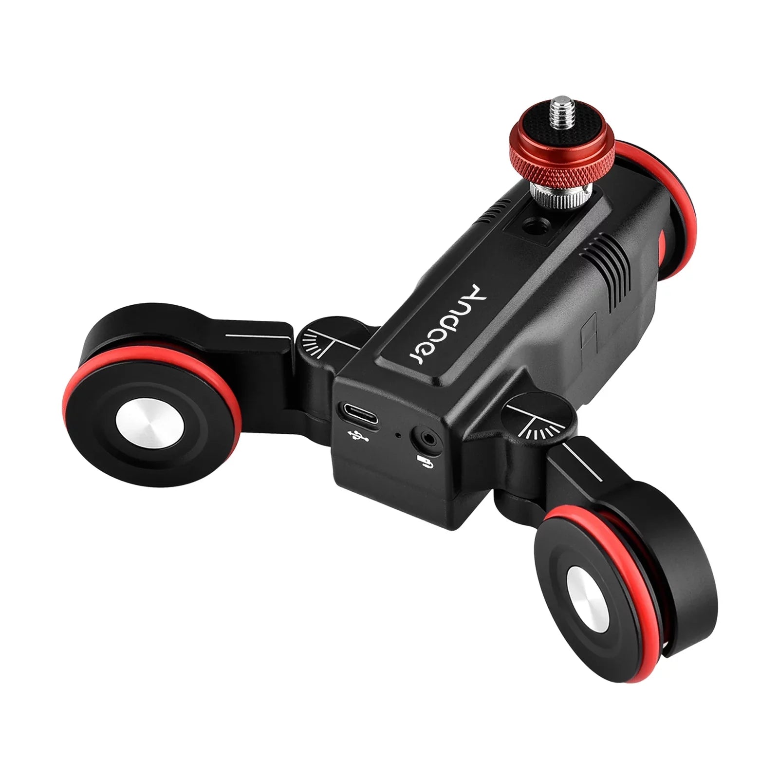 Andoer Video Dolly,Adjustable Speed 3-Wheels Motorized Slider L5i Dolly 3-Wheels Motorized Car Mobile APP Video Auto Dolly Auto Dolly 3-Wheels Slider Dolly Car APP Time-Lapse Line Wireless dsfen