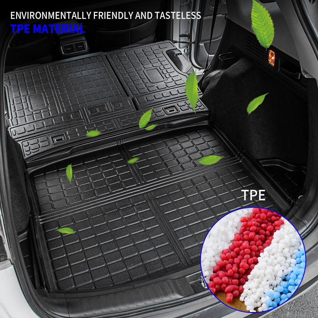 Fit 2017-2022 Honda CRV Fuel Trunk Mat Cargo Liner Rear Trunk Liner TPE All Seat Back Coating Protector 2021 CR-V Accessories (Trunk Mats + Backrest Mats)