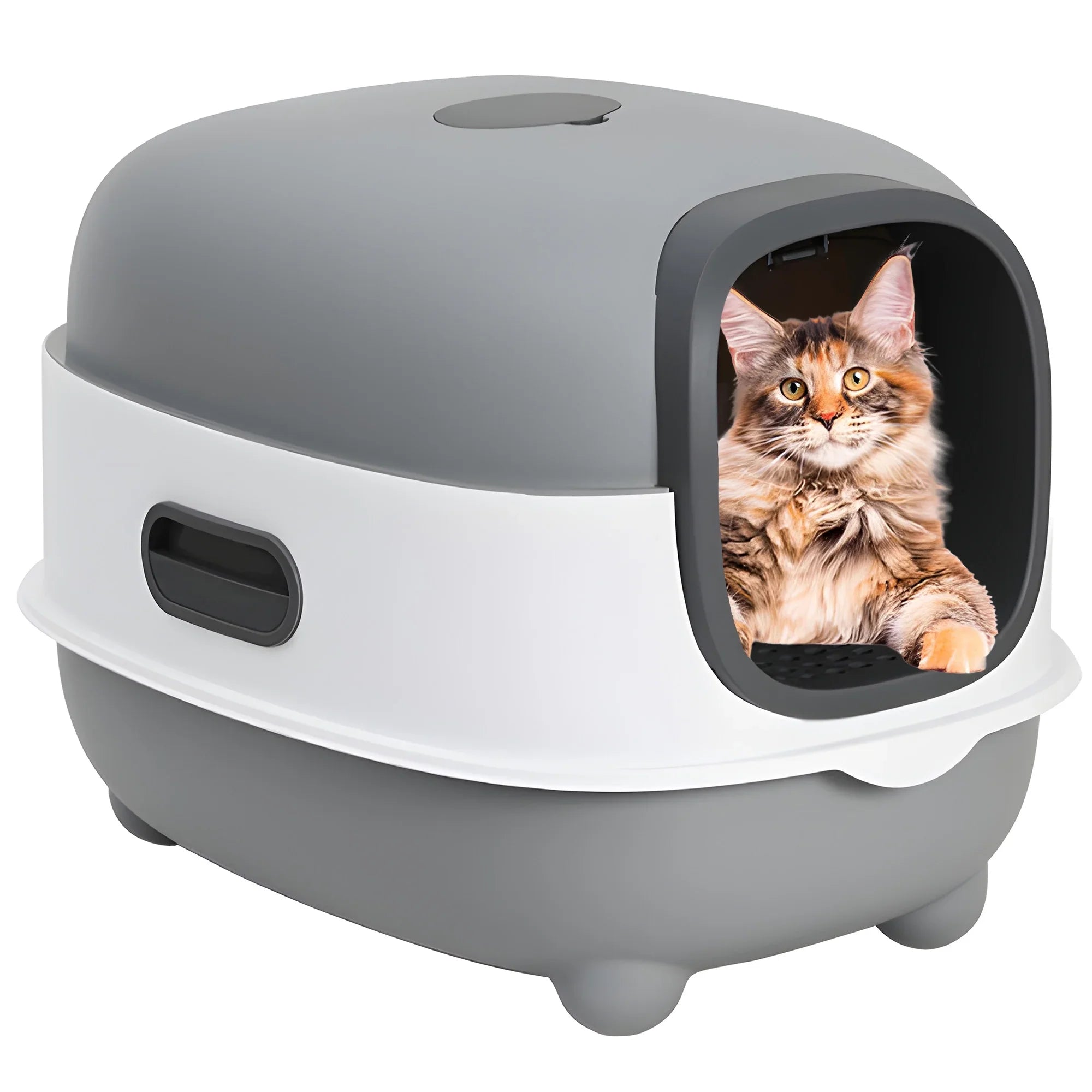 EOIVSH Large Cat Litter Box,Pets Enclosed Cat Litter Boxes,Odor Control,Jumbo Hooded,Gray,Door Isolate Smelly