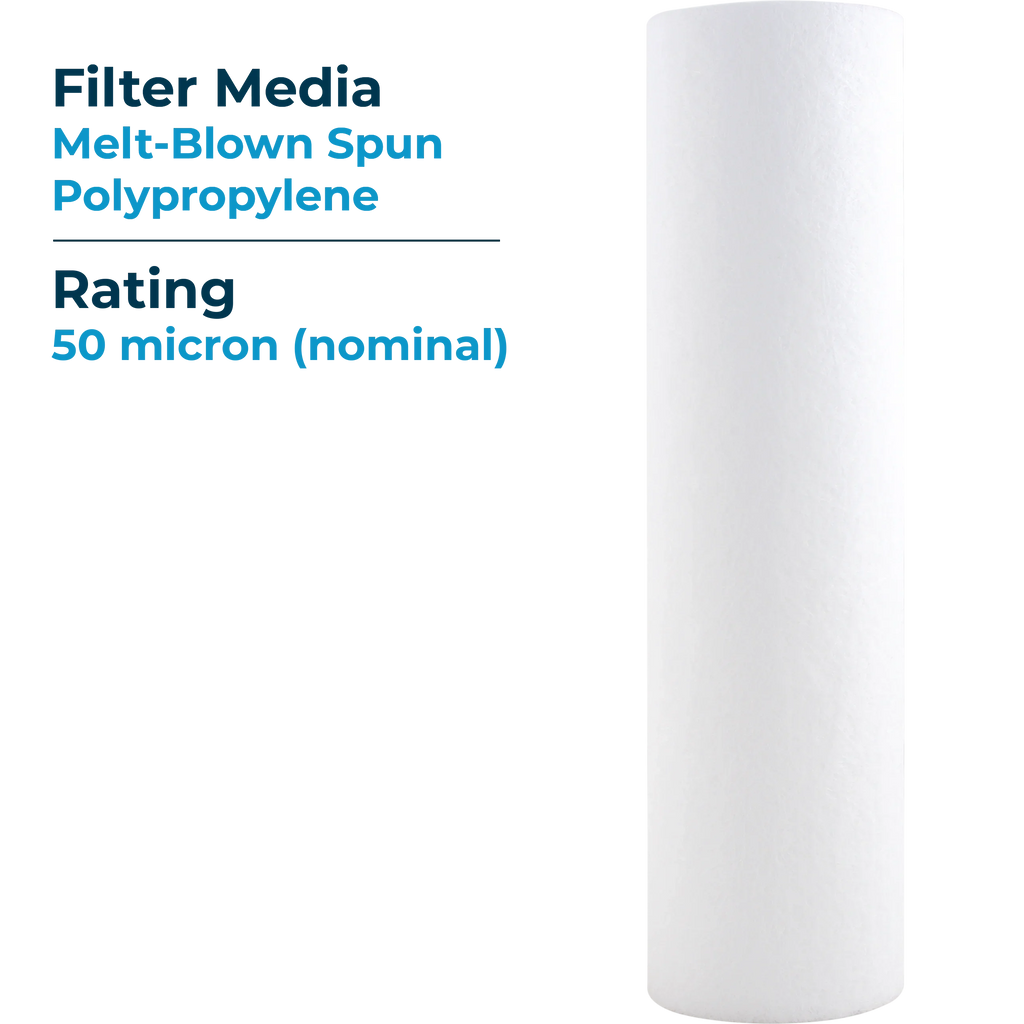 SpiroPure SP-P50 10x2.5 50 Micron Spun Melt-Blown Polypropylene Sediment Water Filter Cartridge SDC-25-1050 (Case of 24)